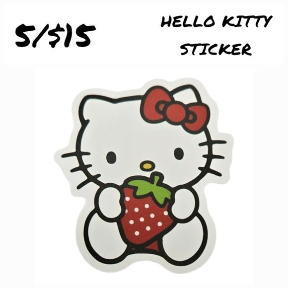 Hello Kitty Sticker Self-Adhesive Laptop Luggage Locker Sitting Strawberry - Picture 1 of 5